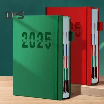 Календарь на 2025 год, ежемесячный планировщик, твердый переплет, январь-декабрь 2025 года, ежедневник, книга-планировщик с ежемесячными вкладками, ручка-лента для офиса студентов красный