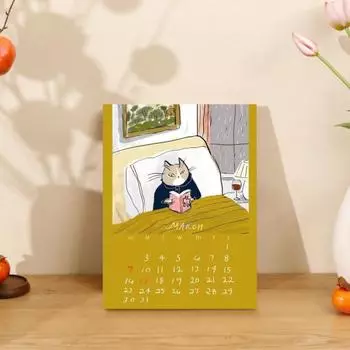 Календарь на 2025 год с танцующими кошками, 12 иллюстраций кошек, ежемесячный календарь, настенный бумажный планировщик ручной работы для любителей кошек A