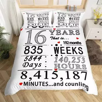 Календарь на день рождения Пододеяльник С Днем Рождения Комплект постельного белья Микрофибра Подарки на день рождения Одеяло Покрывало King Full Для Мальчика Девочки 70x133cm 2pcs