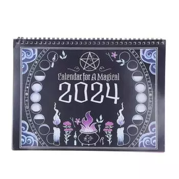 Календарь на Новый год 2024 года с четкими обозначениями для офиса, дома, рабочего стола, украшение, черный