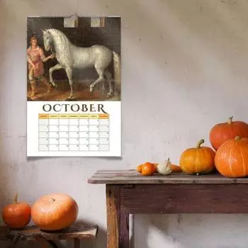 Календарь на стену 2025 года с изображением лошадей, средневековый настенный календарь с изображением лошадей, планировщик на 12 месяцев