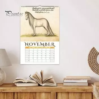 Календарь на стену с лошадью 2025 года, средневековый настенный календарь с лошадью, 12-месячный планировщик для украшения домашнего офиса Horse