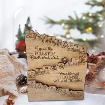 Календарь Настольный Настольный Подарочный Сборник Съемный Санта-Клаус, Декоративный Для Дома Многоразовый Wood Color