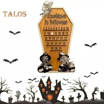 Календарь обратного отсчета до Хэллоуина Деревянный календарь обратного отсчета в виде тыквы-призрака Многоразовые украшения ужасов на Хэллоуин для украшения домашней вечеринки E