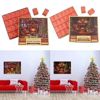 Календарь обратного отсчета на 24 дня до Рождества с 1008 пазлами для детей 2023 Рождество для детей 24 дня обратного отсчета 1