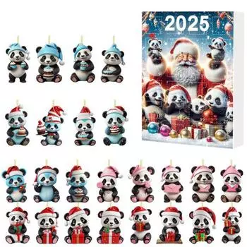 Календарь ожидания «Панда» на 2025 год с 24 украшениями «Панда», детский праздничный календарь обратного отсчета, украшение для рождественской елки G
