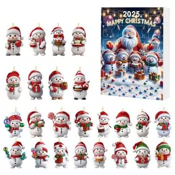 Календарь ожидания «Снеговик» на 2025 год, 24 дня до Рождества, акриловая елка, декор для отсчета дней до Рождества для детей A