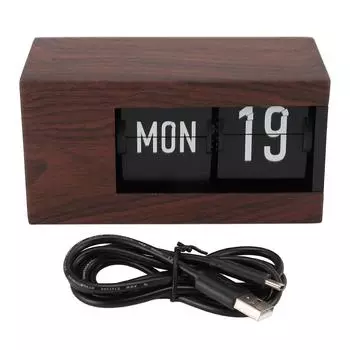 Календарь перекидные часы элегантные модные многоцелевые настольные декоративные цифровые перекидные часы для дома коричневый