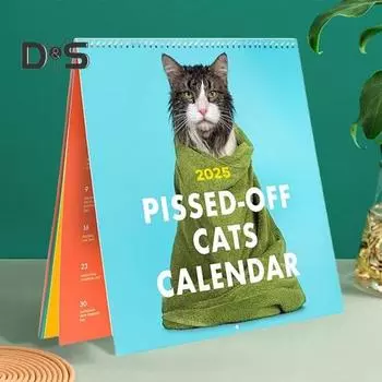 Календарь Pissed-Off Cats на 2025 год. Забавный календарь с изображением кошек. Уникальный настенный календарь. Ежедневный планировщик расписания для домашнего офиса. A