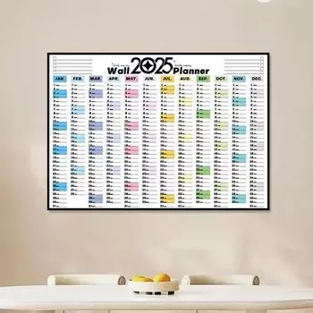 Календарь-планировщик на 2025 год, большой настенный календарь, список дел в стиле кавайи, ежегодный планировщик, контрольный список, товары для дома и офиса A1