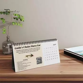 Календарь по вязанию мушек на 2025 год. Настенный календарь по вязанию мушек для ловли форели. Ежемесячные схемы вязания мушек. Настольный календарь с инструкциями по вязанию мушек для ловли форели. B