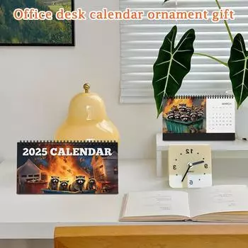 Календарь Raccoon Garbage Fire Station Calendar, бумажный календарь, настенный календарь, украшение дома, календарь с животными One Size