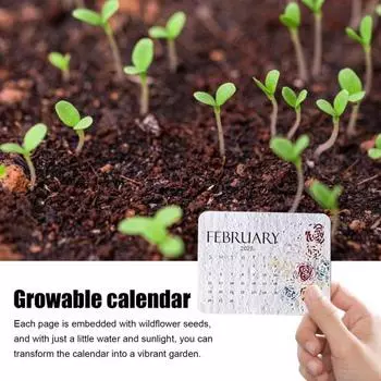Календарь растений на 2025 год с растениями, пригодными для выращивания, устойчивый календарь канцелярских товаров Планировщик зеленых насаждений, вдохновленный природой