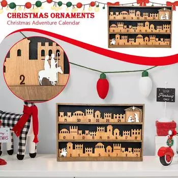 Календарь рождественского адвента, обратный отсчет, религиозный праздничный знак, праздничный декор, христианское рождество, обратный отсчет рождественского адвента, деревянный адвент-календарь One Size