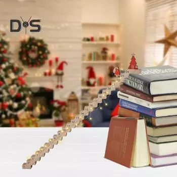 Календарь рождественского поста Санта-Клауса, деревянная лестница, календарь обратного отсчета до Рождества, 24-дневный календарь рождественского поста с Санта-Клаусом, поднимающимся по лестнице, для декора домашнего офиса