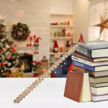 Календарь рождественского поста Санта-Клауса, деревянная лестница, календарь обратного отсчета до Рождества, 24-дневный календарь рождественского поста с Санта-Клаусом, поднимающимся по лестнице, для декора домашнего офиса