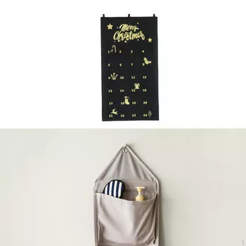 Календарь с 24 карманами для хранения конфет и настенного размещения чёрный