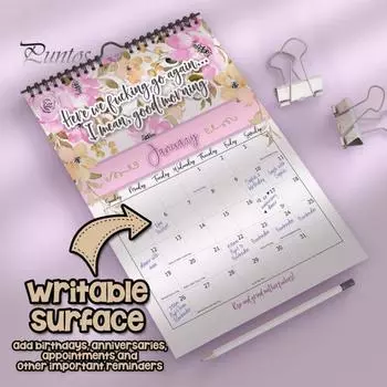 Календарь Sass Wall Calendar 2025 на 12 месяцев Календарь Sassy Attitude Календарь с цитатами в грубом юморе и цветочными иллюстрациями Подарок для женщин Flower