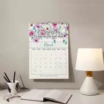 Календарь Sass Wall Calendar 2025 на 12 месяцев Календарь Sassy Attitude Календарь с цитатами в грубом юморе и цветочными иллюстрациями Подарок для женщин Flower
