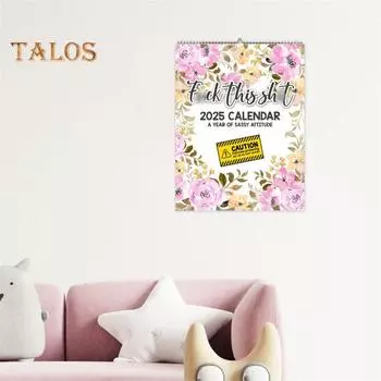 Календарь Sass Wall Calendar 2025 на 12 месяцев Календарь Sassy Attitude Календарь с цитатами в грубом юморе и цветочными иллюстрациями Подарок для женщин Flower