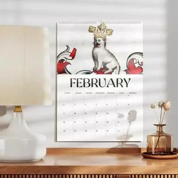 Календарь средневековых кошек 2025 года. Настенный календарь странных кошек эпохи Возрождения на 12 месяцев, январь. по декабрь. Ежемесячный органайзер для планирования семейного офиса 1pc