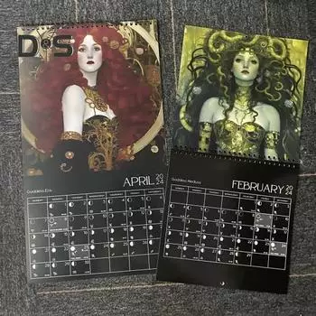 Календарь Темной Богини 2025 года, настенный календарь на 12 месяцев с фазами Луны, ежемесячный планировщик, органайзер для домашнего офиса чёрный