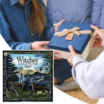 Календарь ведьм 2025 года, настенный календарь в стиле ретро, посвященный колдовству, с фазами Луны
