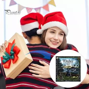 Календарь ведьм 2025 года, настенный календарь в стиле ретро, вдохновленный колдовством, календарь фаз Луны с астрономическим руководством для магических ритуалов синий