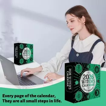 Календарь ведьмы на 2026 год: Ежедневный календарь One Size зелёный