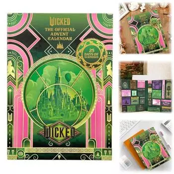 Календарь Wicked Advent Calendar 2024, коллекционные предметы на тему зла, 25-дневный календарь обратного отсчета с нашивками, магнитами, наклейками, брелоками для киноманов и праздников 1 Set