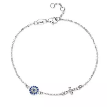 Kaletine Шарм Синий Сглаза Крест Браслет Стерлингового Серебра 925 пробы Маленькие Браслеты Для Женщин Хамса Удачи CZ Ювелирные Изделия