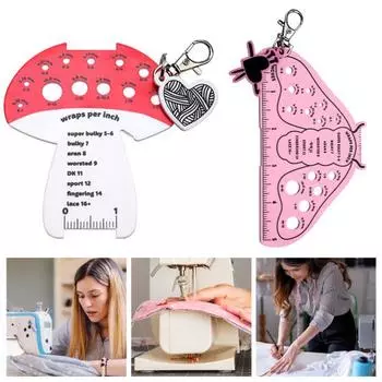 Калибр для спиц сантиметровый и дюймовый измерительный инструмент для спиц портативный для вязания B