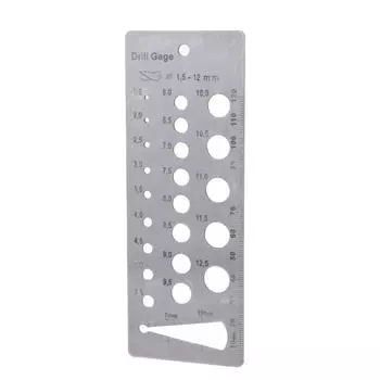 Калибры для сверл 1,5-12 мм Нержавеющая сталь Метрический калибр для точного измерения Эквивалентный калибр для болтов и диаметра проволоки