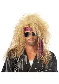 Калифорнийский костюм Heavy Metal Rocker Blonde Взрослый парик Heavy Metal Rocker Blonde Взрослый парик Размер One-Size [Товар]