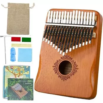Kalimba, 17-Key Mahogany Thumb Piano, Pre-Tuned, Scale Engraved, Tuned, Includes Japanese Sheet Music, Beginner s Guide, Thumb Piano Set, Perfect