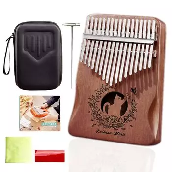 Калимба 17 клавиш с рисунком кошки, симпатичное пианино для большого пальца, калимба 17 нот, клавиша C, настроенная на японском языке, инструкция по эксплуатации, в комплекте роскошный защитный футляр, музыкальное