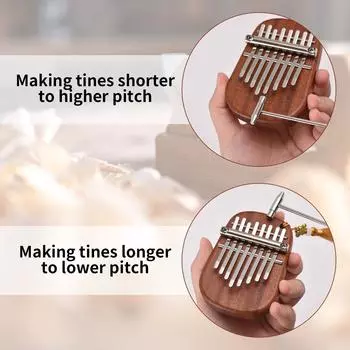Kalimba Mini Thumb Piano 8 клавиш портативный музыкальный инструмент Kalimba Thumb Piano с Tune Hammer 10.5x7.5x2.6cm коричневый