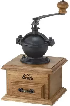 Кофемолка Kalita, деревянная, алюминиевая, классическая мельница BR, коричневая, регулируемая грубость помола, ручная мельница для начинающих, маленькая коричневый