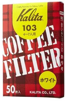 Kalita Фильтр для кофе 103 Фильтровальная бумага в коробке для 4-7 человек 50 штук Белый #15001