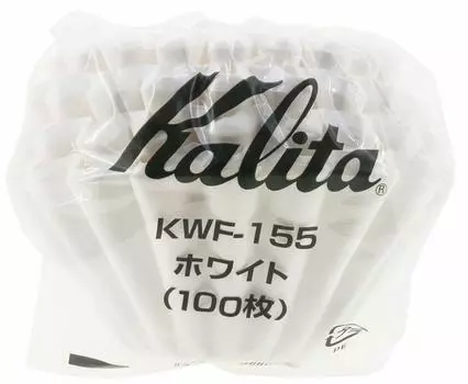 Kalita Фильтр для кофе из бумаги, волновой фильтр для 1-2 человек, KWF-155, 100 штук, белый #22213, стильный походный кофейный магазин, антикварный подарок на свадьбу