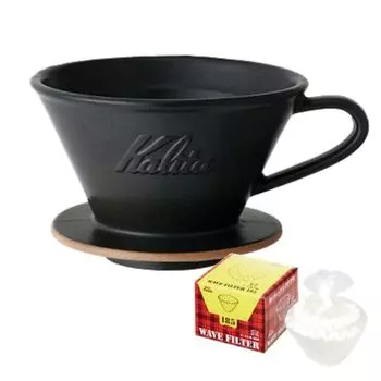 Kalita Mino Ware x Wave Dripper MI 185 Керамическая воронка для чашек Эксклюзивный набор Roshi 50P 2~4 (Песочно-черный) КВФ-185
