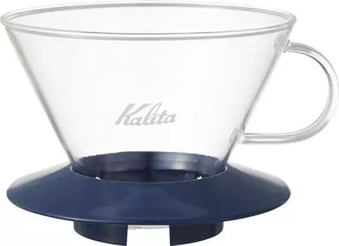 Kalita Наслаждайтесь процессом заваривания Кофейная воронка Wave Series Для 2-4 человек Стеклянная воронка Изготовлена из стекла Дымчато-голубой Оборудование для капель Для 2 человек Для 4 человек