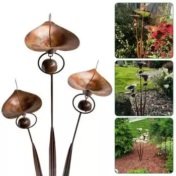 Калла лилия садовый колышек металлический колышек цветы с колокольчиками уличные художественные цветы наземный ветряной колокольчик для патио газон двор декор Gold Plated Copper