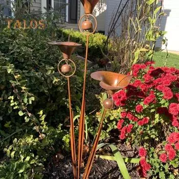 Калла лилия садовый колышек металлический колышек цветы с колокольчиками уличные художественные цветы наземный ветряной колокольчик для патио газон двор декор Gold Plated Copper