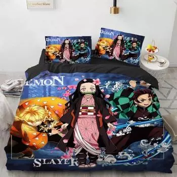 Kamado Nezuko Bedding Sets Anime Demon Slayer Bedspread for Teens Girls Fashion Twin Single Queen King Full Size Duvet Cover EU Single 135x200cm