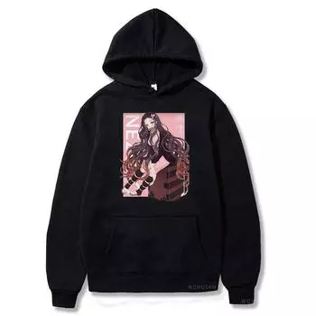 Камадо Незуко убийца демонов манга толстовки зимние каваи аниме с круглым вырезом с принтом уличная одежда для мужчин и женщин модные негабаритные теплые толстовки S чёрный