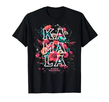 Kamala Floral Madame President T-Shirt чёрный