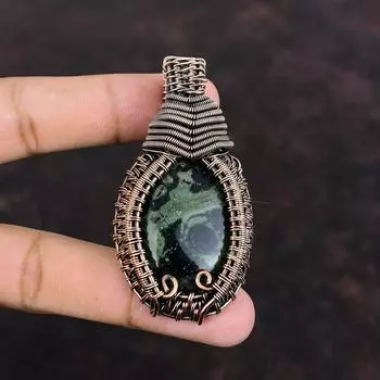 Камбаба Джаспер Драгоценный Камень Кулон Медная Проволока Обернутый Кулон Медные Украшения Ручной Работы Кулон Проволока Обернутый Ювелирные Изделия Для Подарка Уникальный Дизайн Кулон