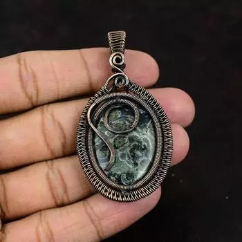 Kambaba Jasper Pendant Copper Wire Wrapped Gemstone Pendant Handmade Designer Pendant Copper Jewelry Gift For Her Jasper Jewelry For Mother