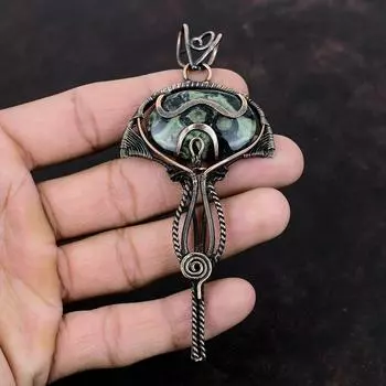 Kambaba Jasper Pendant Copper Wire Wrapped Pendant Handmade Gemstone Pendant Kambaba Jasper Jewelry Pendant For Gift Awesome Copper Jewelry